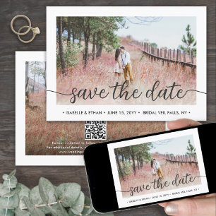 QR-Code Einfache Handschrift Schrift 2 Foto Hochze Save The Date