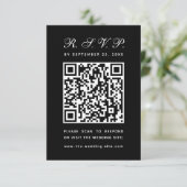 QR-Code Einfache kalligraphische Hochzeit RSVP Karte (Stehend Vorderseite)