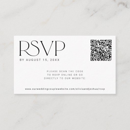 QR-Code einfache moderne Hochzeitswebsite ONLINE U Begleitkarte (Vorderseite)