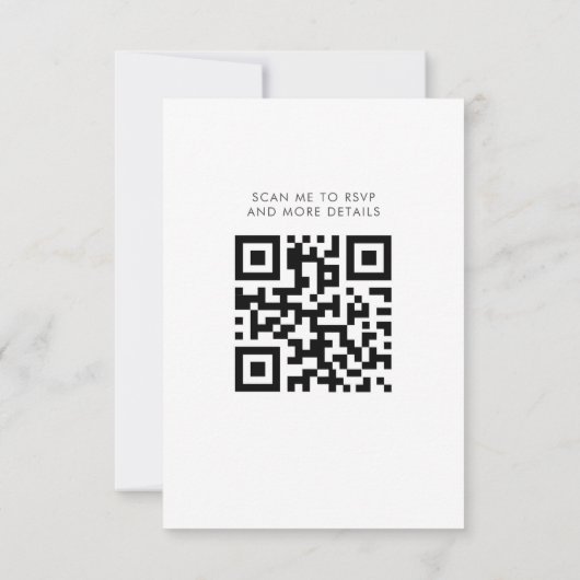 QR Code Einfache moderne Kalligrafie Gold Hochzeit RSVP Karte (Rückseite)