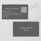 QR Code Einfache moderne Minimal-Grau-Instagram Visitenkarte (Vorne/Hinten)