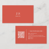 QR Code Einfache moderne Minimal Red Instagram Visitenkarte (Vorne/Hinten)
