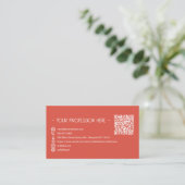 QR Code Einfache moderne Minimal Red Instagram Visitenkarte (Stehend Vorderseite)