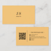 QR Code Einfache moderne Minimalgelbe Instagramme Visitenkarte (Vorne/Hinten)