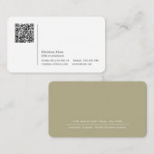 QR-Code Einfache moderne Sage Green Beruflich Visitenkarte (Vorne/Hinten)