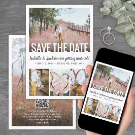 QR Code Einfache moderne Typografie 5 Foto Hochzei Save The Date
