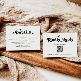 QR Code Einfache Retro-Hochzeit RSVP Karte