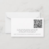 QR-Code einfache schwarz-weiße Hochzeit RSVP Mitteilungskarte (Rückseite)