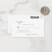 QR-Code einfache schwarz-weiße Hochzeit RSVP Mitteilungskarte (Vorderseite/Rückseite Beispiel)