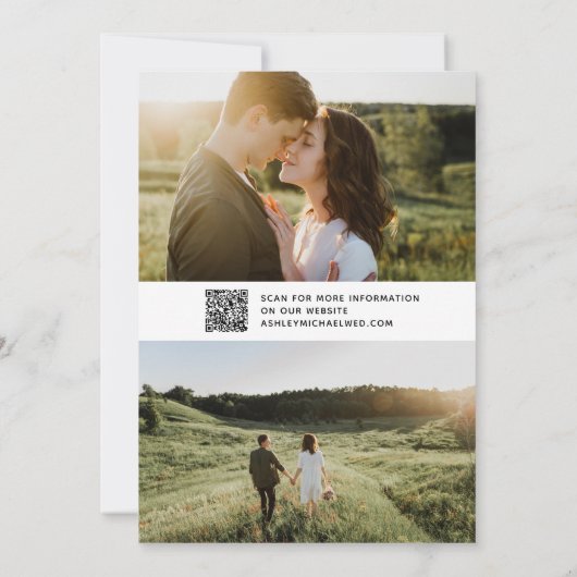 QR-Code Einfache Skript 3-Foto-Hochzeitswebsite Save The Date (Rückseite)