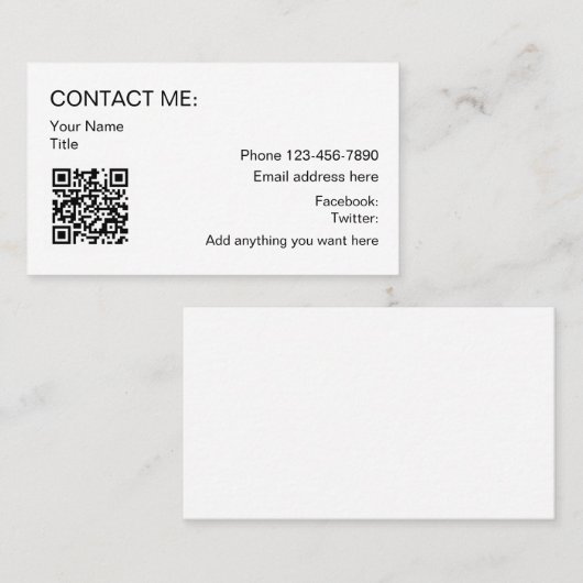 QR-Code Einfache Visitenkarten für Werbezwecke Telefonnummerkarte (Vorne/Hinten)