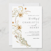 QR Code Einfache Wildblumen Garden Wedding Einladung (Vorderseite)