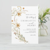 QR Code Einfache Wildblumen Garden Wedding Einladung (Stehend Vorderseite)