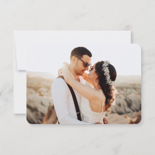 QR-Code Einfaches Foto Hochfahren RSVP Karte (Rückseite)