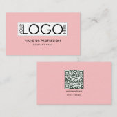 QR-Code Einfaches Minimal-Pink-Logo für moderne Un Visitenkarte (Vorne/Hinten)