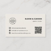 QR-Code Einfaches modernes minimales neutrales Log Visitenkarte (Vorderseite)