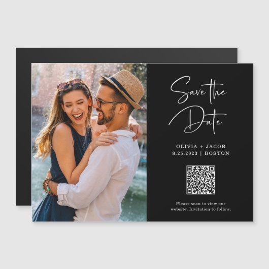 QR-Code | Einfaches und modernes Foto Save the Dat Magnetkarte (Vorne/Hinten)