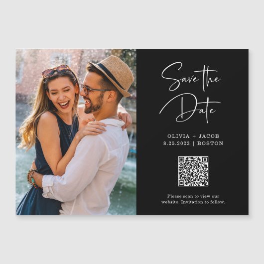 QR-Code | Einfaches und modernes Foto Save the Dat Magnetkarte (Vorderseite)