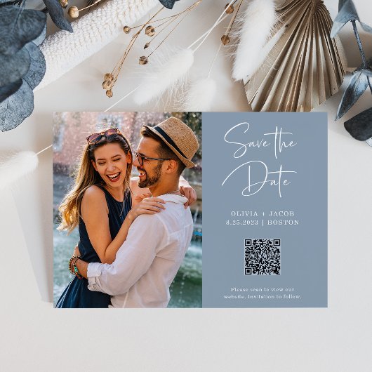 QR-Code | Einfaches und modernes Foto Save the Dat Postkarte