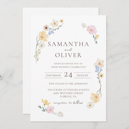 QR-Code Einladung für Hochzeiten von weißem Blumen (Vorne/Hinten)