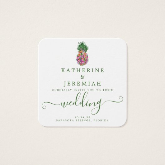 QR-Code Einladung von Ananas zur Hochzeit (Vorderseite)