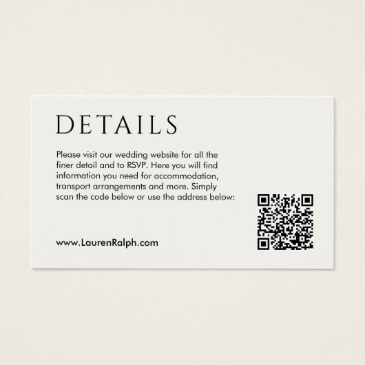 QR-Code-Einsteckkarte für Hochzeitdetails (Vorderseite)