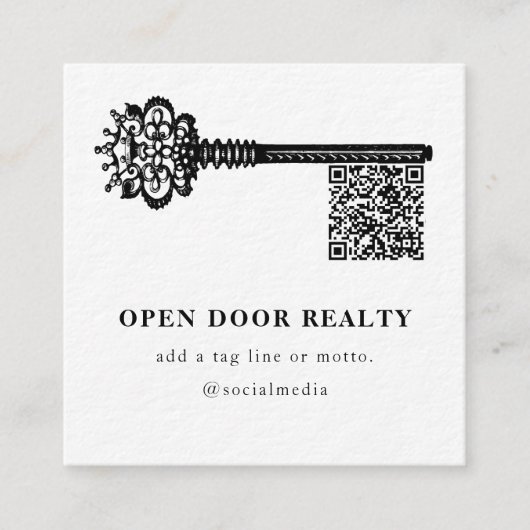 QR-Code Einzigartiger Scannable-Key für Real-Anwes Quadratische Visitenkarte (Vorderseite)