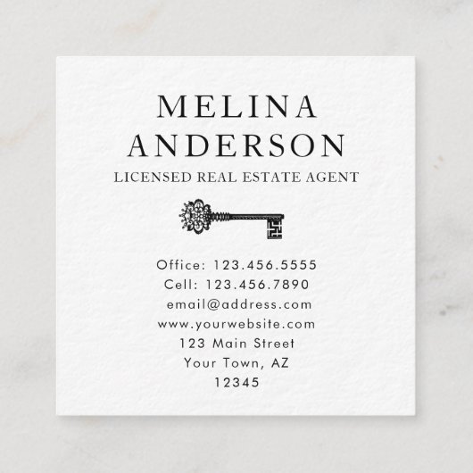 QR-Code Einzigartiger Scannable-Key für Real-Anwes Quadratische Visitenkarte (Rückseite)