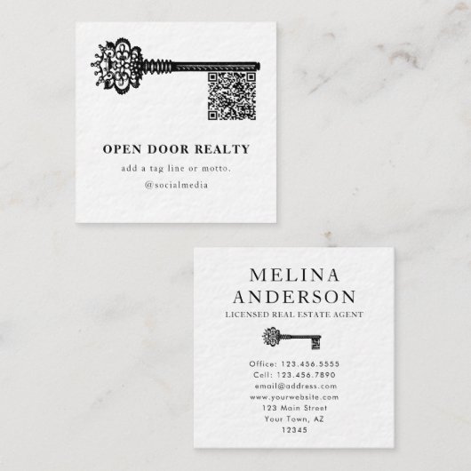 QR-Code Einzigartiger Scannable-Key für Real-Anwes Quadratische Visitenkarte (Vorne/Hinten)