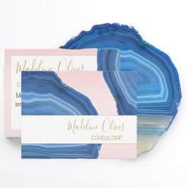 QR Code Elegant Beruflich Jewel Blue Pink Visitenkarte