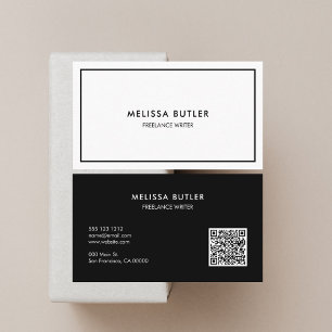 QR-Code elegant Beruflich Schwarz/Weiß Visitenkarte