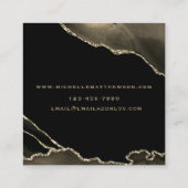 QR Code Elegant Black Gold Agate Social Media Quadratische Visitenkarte (Rückseite)