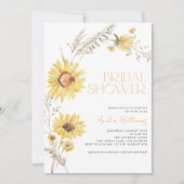 QR Code Elegant Boho Sonnenblumen Brautparty Einladung (Vorderseite)