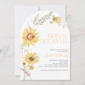 QR Code Elegant Boho Sonnenblumen Brautparty Einladung (Vorderseite)