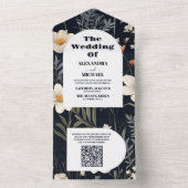 QR Code Elegant Boho Wildblume Wedding All In One Einladung (Innen Boden)