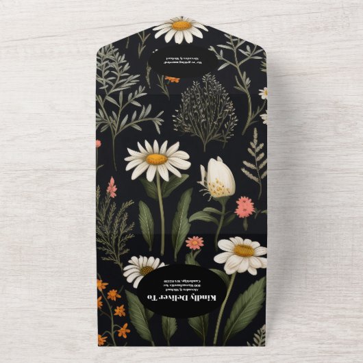 QR Code Elegant Boho Wildblume Wedding All In One Einladung (Außenbereich)