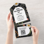 QR Code Elegant Boho Wildblume Wedding All In One Einladung (Abreißen)