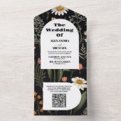 QR Code Elegant Boho Wildblume Wedding All In One Einladung (Innen Boden)