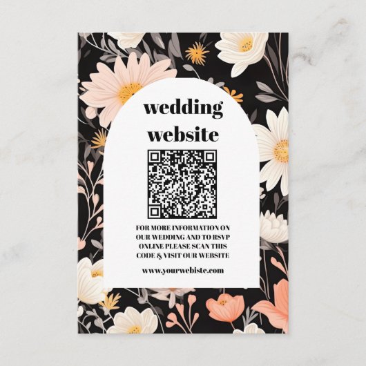 qr code Elegant Boho Wildblume Wedding Begleitkarte (Vorderseite)