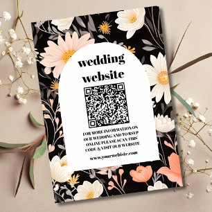 qr code Elegant Boho Wildblume Wedding Begleitkarte
