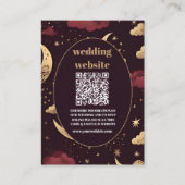 qr code Elegant Burgundy Gold Celestial Wedding Begleitkarte (Vorderseite)