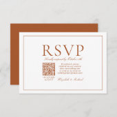 QR Code Elegant Burnt Orange Classic Script RSVP Karte (Vorne/Hinten)