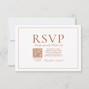 QR Code Elegant Burnt Orange Classic Script RSVP Karte