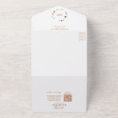 QR-Code Elegant Burnt Orange Wappen Monogram All In One Einladung (Außenbereich)