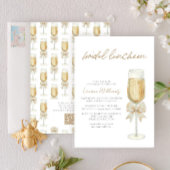 QR Code Elegant Champagne Chic Bow Bridal Luncheon Einladung