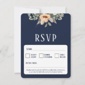 QR Code elegant, dunkelblau RSVP Karte (Vorderseite)