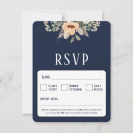 QR Code elegant, dunkelblau RSVP Karte