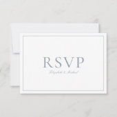 QR Code Elegant Dusty Blue Monogram Wedding RSVP Karte (Vorderseite)
