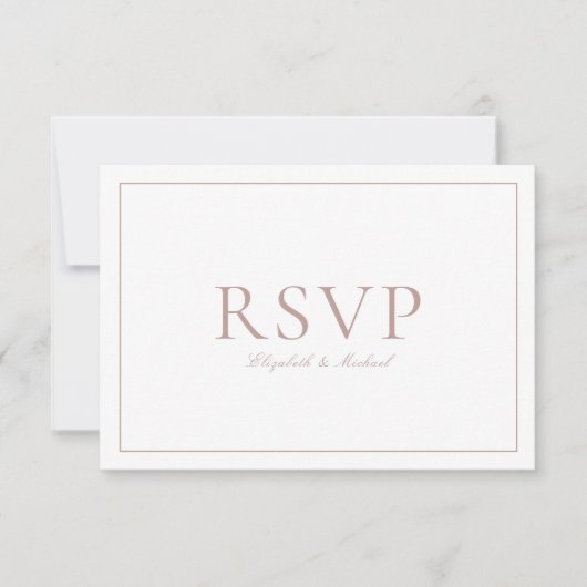 QR-Code Elegant Dusty Rose Monogram Wedding RSVP Karte (Vorderseite)
