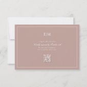 QR-Code Elegant Dusty Rose Monogram Wedding RSVP Karte (Rückseite)